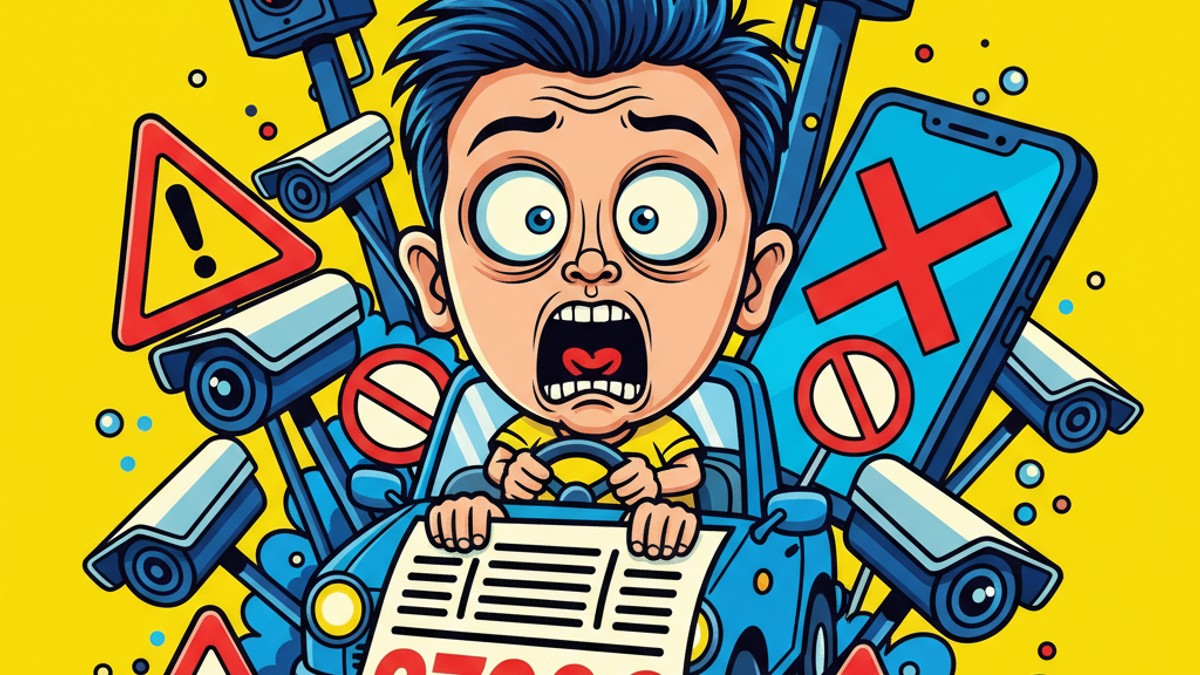 AI karikatura prometne kazne vozač šokiran