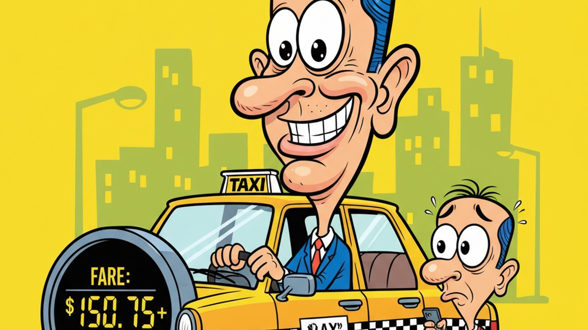 Karikatura taksista s cjenikom